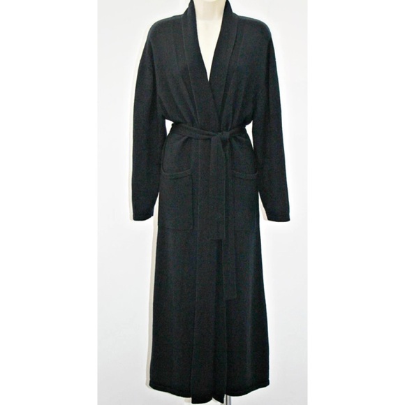 Arlotta 100% Cashmere Shawl Wrap 51" Long Belted Robe in Black Size XS  895$ - Picture 5 of 9